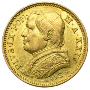 Państwo Kościelne, Watykan, Pius IX, 20 Lirów Rzym 1869 R