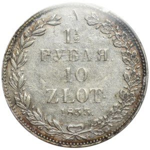 1 1/2 Rubel = 10 Złoty, St. Petersburg 1833, Neujahr – PCGS XF DETAILS