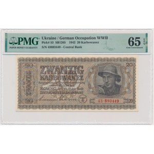 Ukraine, 20 karbovants 1942 - PMG 65 EPQ