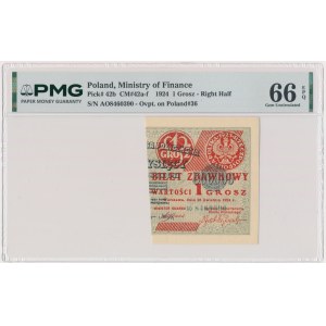 1 grosz 1924 - AO - moitié droite - PMG 66 EPQ