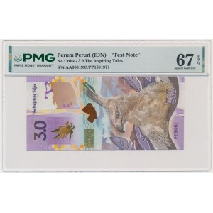 Indonesia, PWPW 3.0 The Inspiring Tales test note - PMG 67 EPQ