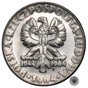 NICKEL-PROBEMÜNZE, 10 Złoty 1964 – Sichel und Spitzhacke – mit Münzzeichen
