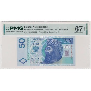 50 złotych, 1994 - AV - PMG 67 EPQ - RARE EARLY SERIES