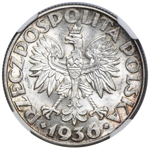 Sailing Ship, 2 zlote, 1936 - NGC MS63