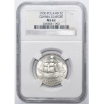 Żaglowiec, 5 złotych 1936 - NGC MS62