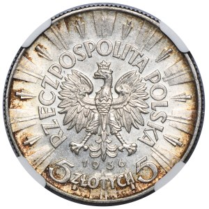 Piłsudski, 5 zlotych, 1936 - NGC MS63