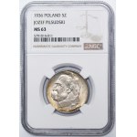 Piłsudski, 5 zlotych, 1936 - NGC MS63