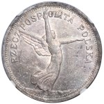 Nike, 5 zlotych, Brussels 1928 - NGC MS61