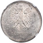 Nike, 5 zlotych, Brussels 1928 - NGC MS61