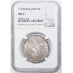 Nike, 5 zlotych, Brussels 1928 - NGC MS61