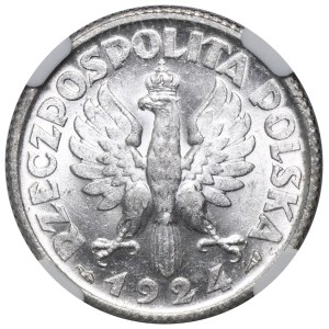 Woman and Ears of Wheat, 1 zloty, Paris 1924 - NGC MS61