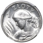Woman and Ears of Wheat, 1 zloty, London 1925—dot after the date—NGC MS63