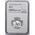 Woman and Ears of Wheat, 1 zloty, London 1925—dot after the date—NGC MS63