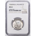 Kobieta i kłosy, 2 złote Filadelfia 1924 - ODWROTKA - NGC MS61