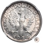 Woman and Ears of Wheat, 2 zlote, Birmingham 1924 – letter H – RAREST – NGC MS60