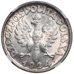 Kobieta i kłosy, 2 złote Birmingham 1924 - literka H - NAJRZADSZA - NGC MS60