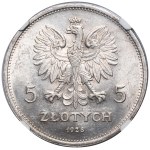 Nike, 5 zlotych, Warsaw 1928 - NGC MS61