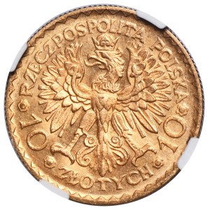 10 zlotych, 1925, Chrobry - NGC MS65