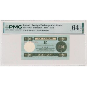 Pewex, 1 cent 1979 - HL - DUŻY - PMG 64 EPQ