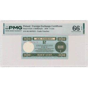 Pewex, 1 cent 1979 - HL - mały - PMG 66 EPQ