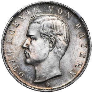Německo, Bavorsko, Otto, 3 marky, Mnichov 1908 D – NGC MS63