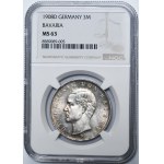 Německo, Bavorsko, Otto, 3 marky, Mnichov 1908 D – NGC MS63
