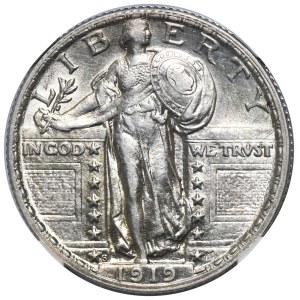 Stati Uniti, 1/4 di dollaro San Francisco 1919 - Standing Liberty - NGC AU58