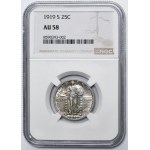 Stati Uniti, 1/4 di dollaro San Francisco 1919 - Standing Liberty - NGC AU58