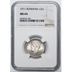 Rumunia, Karol I, 1 Leu Bruksela 1914 - NGC MS64