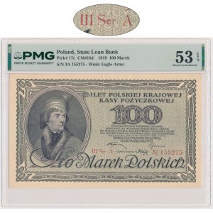 100 marks, 1919 - Series III A - PMG 53 EPQ - RARE AND BEAUTIFUL