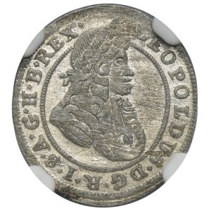 Silesia, Habsburg rule, Leopold I, 1 Kreuzer Oppeln 1700 FN - NGC MS62