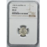 Silesia, Habsburg rule, Leopold I, 1 Kreuzer Oppeln 1700 FN - NGC MS62