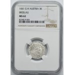 Silesia, Habsburg rule, Leopold I, 3 Kreuzer Breslau 1661 GH - NGC MS62