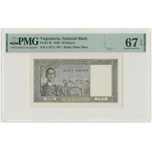 Jugoslávie, 10 dinárů, 1939 – PMG 67 EPQ