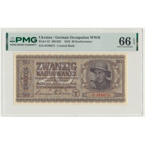 Ukraine, 20 Karbovanez 1942 - PMG 66 EPQ