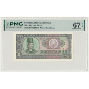 Romania, 25 Lei 1966 - PMG 67 EPQ