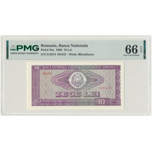Romania, 10 Lei 1966 - PMG 66 EPQ