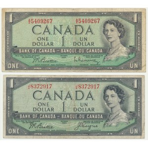 Canada, 1 Dollar 1954 (2 pcs.) - with and without devils face