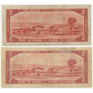 Kanada, 2 doláre z roku 1954 (2 ks) – s vyobrazením diabla a bez neho