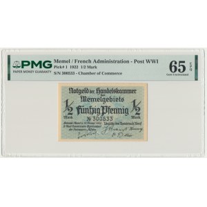 Memel (Klaipeda), 1/2 Mark 1922 - PMG 65 EPQ