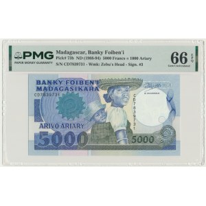 Madagaskar, 5.000 franków=1000 ariary (1988-94) - PMG 66 EPQ