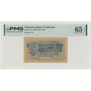 Litwa, 20 centu 1922 - PMG 65 EPQ