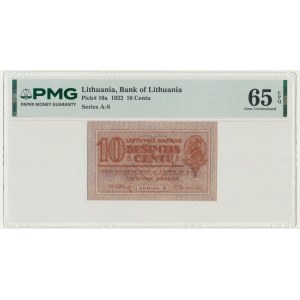 Litauen, 10 Cent 1922 – PMG 65 EPQ