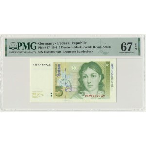 Germany, 5 Mark 1991 - PMG 67 EPQ