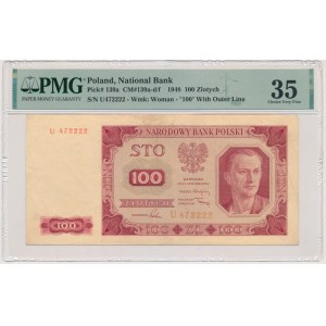 100 zlotych, 1948 - U - PMG 35 - RARE SERIES