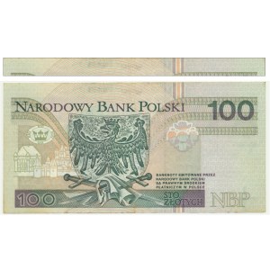 100 złotych 1994 - GK - BŁĘDODRUK - przesunięty druk