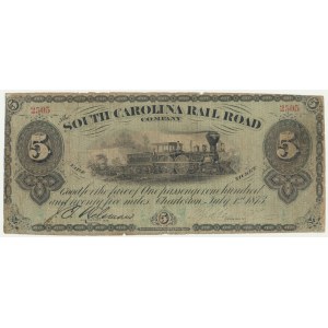 USA, Confederate States America, South Carolina, 5 Passengers/125 Miles 1873