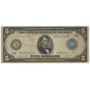 USA, Blue Seal, Nowy Jork, 5 dolarów 1914 - 2B - Burke & Houston -