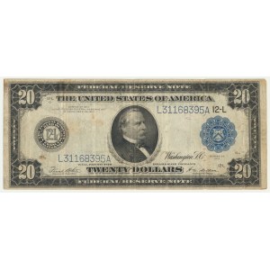 USA, Blue Seal, San Francisco, 20 Dollars 1914 - White & Mellon -