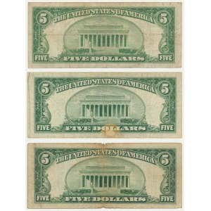 USA, set 5 Dollars 1928-34 (3 pcs.)